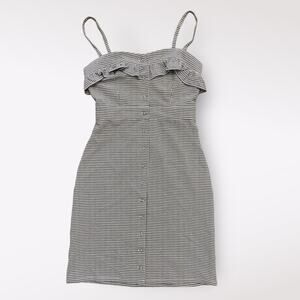Honey Punch NWOT Gingham‎ Button-Up Short Mini Dress Size S Black White
